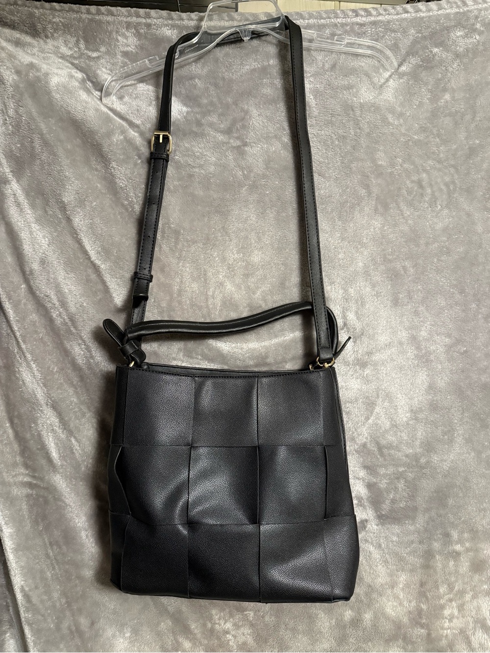 Classic Black Woven Crossbody Bag